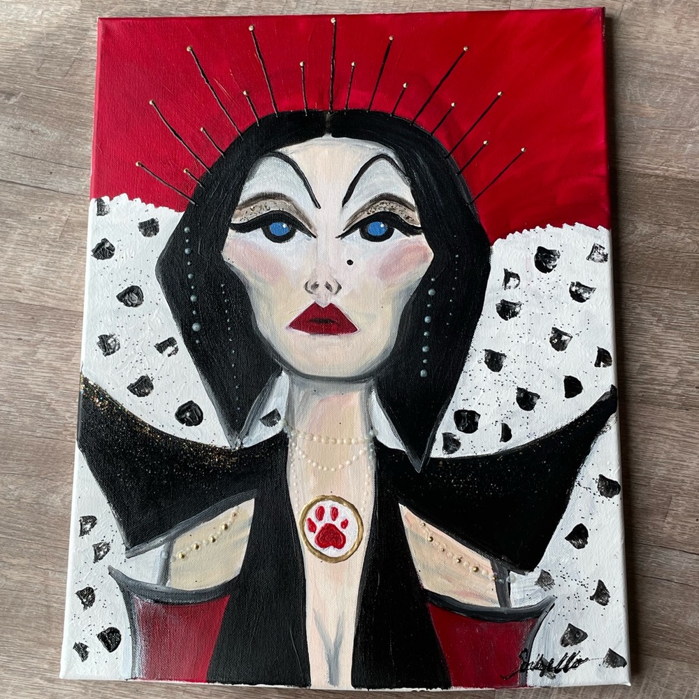 Disney cruella dalmations original painting
